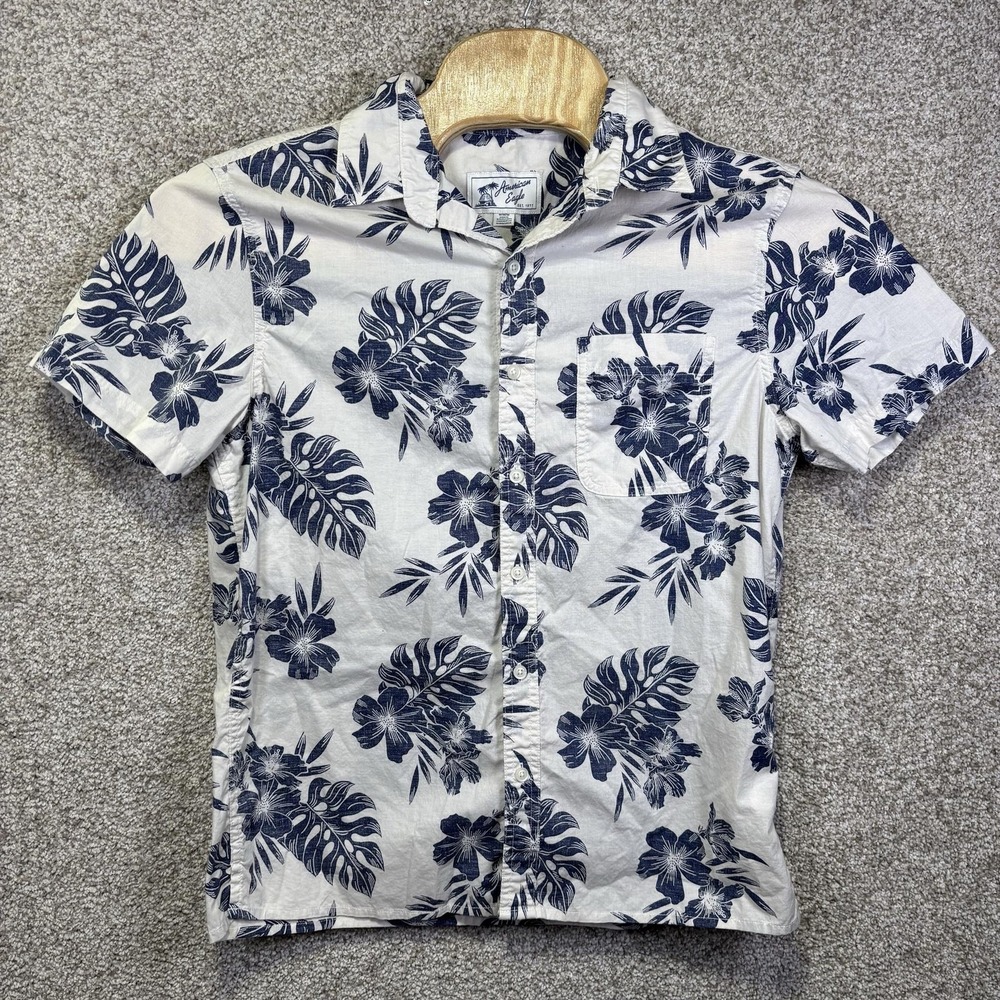 American Eagle Outfitters Shirt Mens Medium Blue Floral Short Sleeve Button Up
